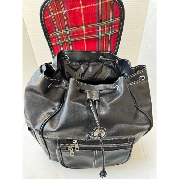 VTG Pacific Connections Genuine Leather Rucksack Backpack Black Travel 12\